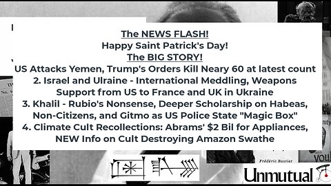 Liberty Conspiracy LIVE 3-17 25 US Bombs Yemenis, France-UK-Ukraine, Khalil Crisis, Climate Cult