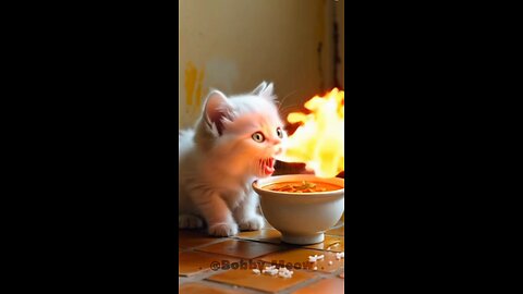 When Bobby Meow was given spicy soup, this is his reaction 🥵