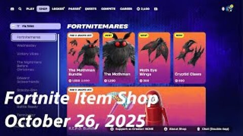 Fortnite Item Shop|October 26, 2025(*New* The Mothman Bundle & Barbaras Rhabarberbar Emote)