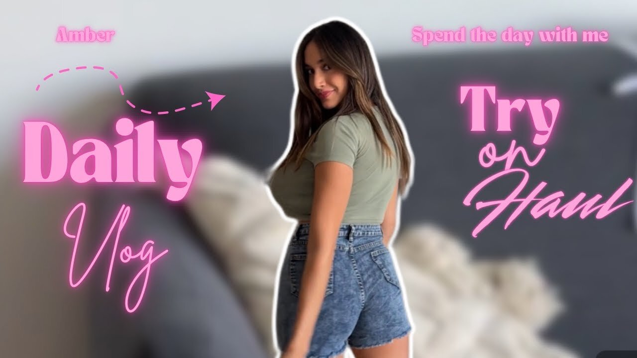 4K Green Crop Top with Blue Jeans Shorts Try on Haul with Amber | See Through!🥵