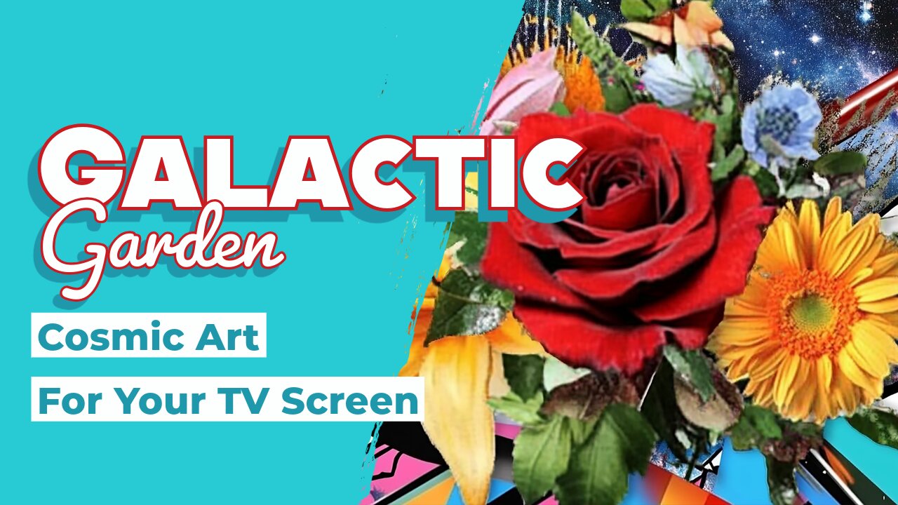 Cosmic Flower Collage Art | Bold Retro-Futuristic Floral Explosion