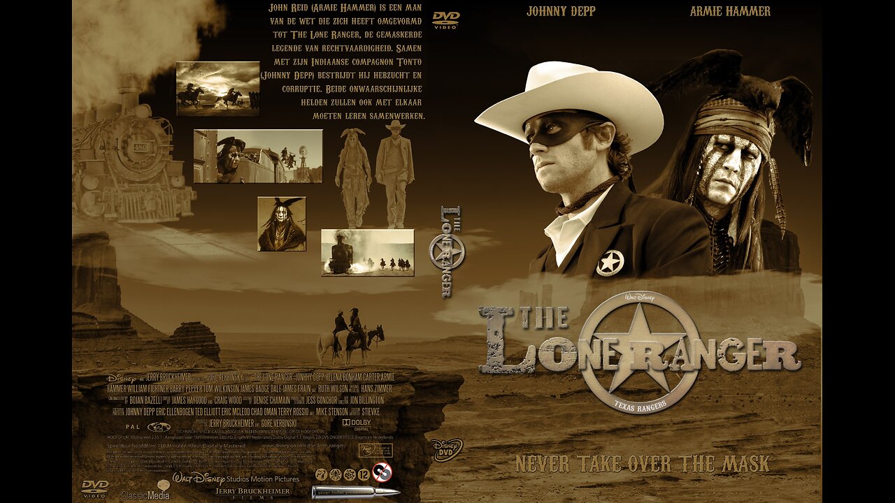 Gore Verbinski's The Lone Ranger, Western 2013. Johnny Depp, Armie Hammer, Tom Wilkinson, William Fichtner. Barry Pepper, James Badge Dale, Helena Bonham Carter