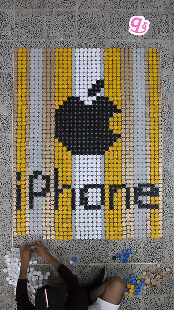 Made Apple #iphone Logo Using 1,872 Bottle Caps! 🍏 For @Apple 🍏 — fan-made art ❤️