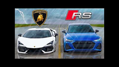 Lambo Revuelto v Audi RS7 WET DRAG RACE