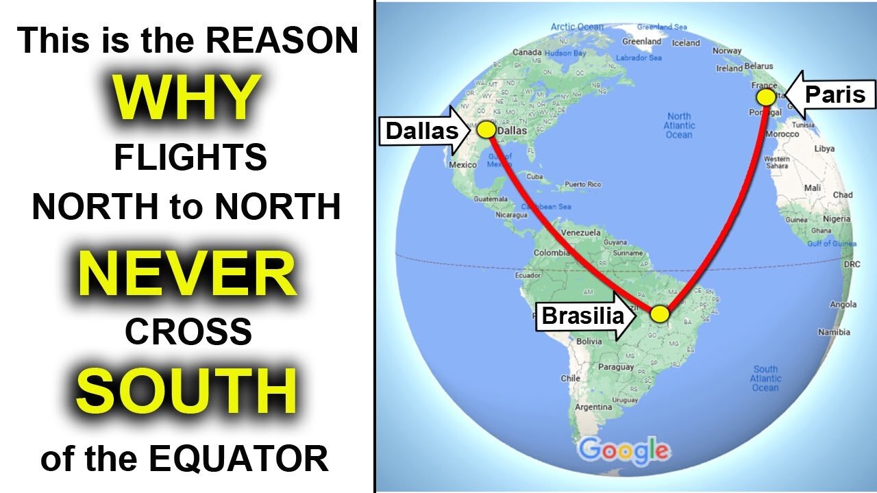 This is WHY flights NORTH to NORTH never go SOUTH of the EQUATOR