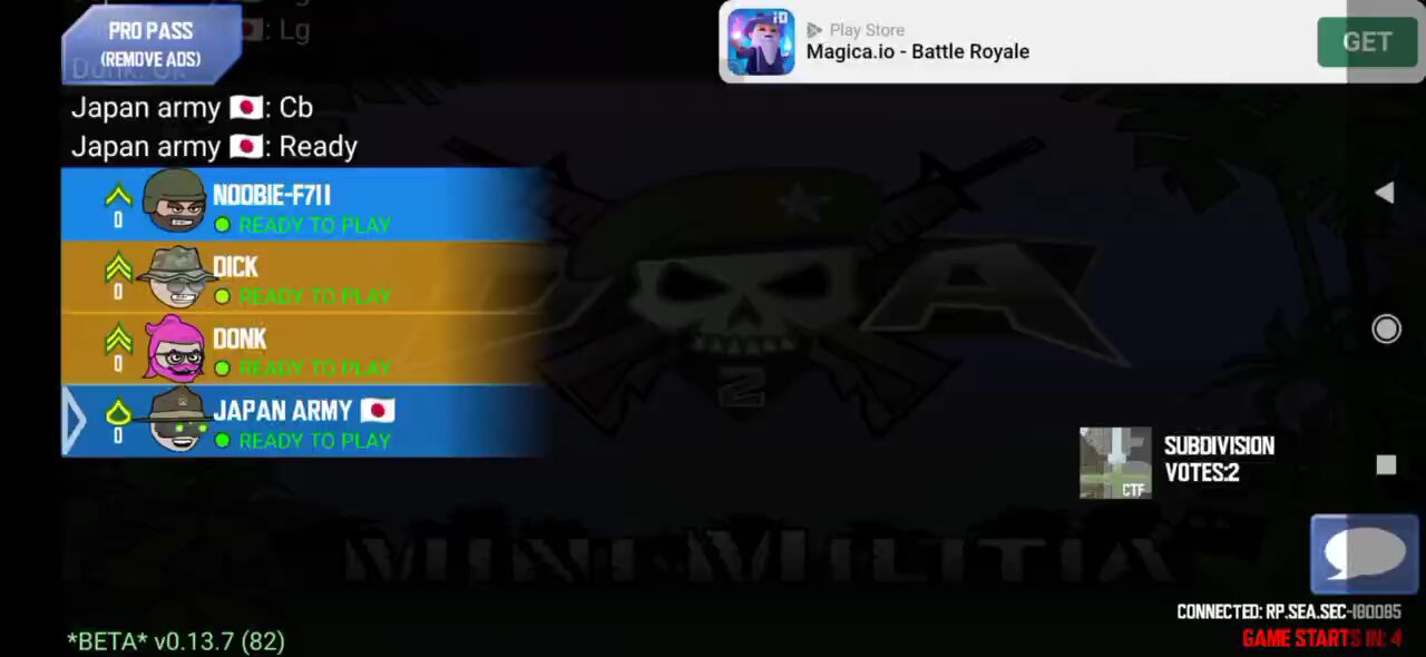 Mini militia team Vs team pro match