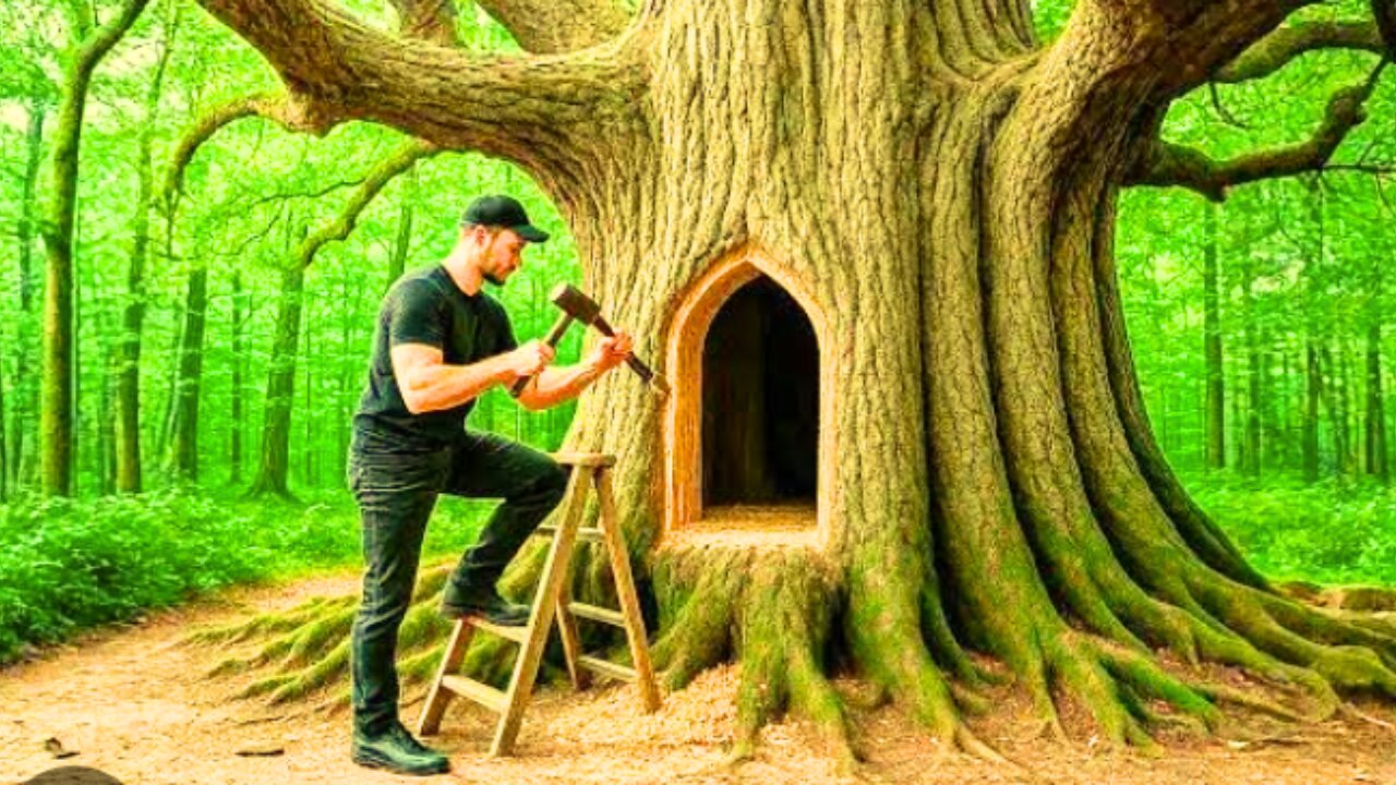 Watching ::: Warm and Cozy SECRET SHELTER inside a LARGE TREE