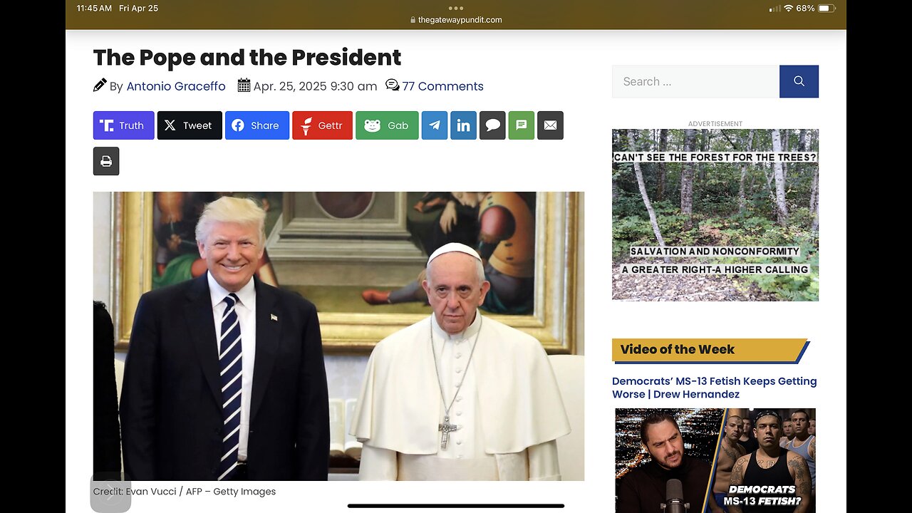 The Pope and the President (Comments summaries Francis’ Legacy - people aren’t stupid)