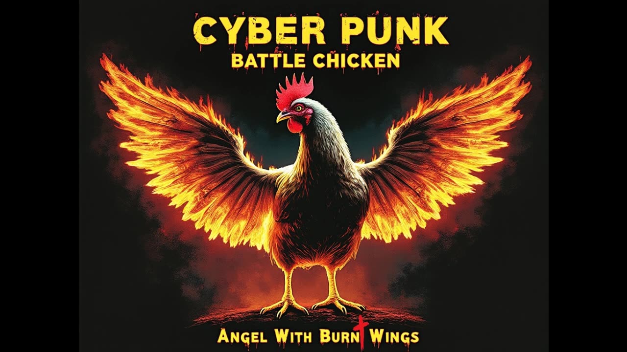 Cyber Punk Battle Chicken - Angel with Burnt Wings