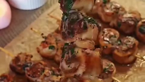 Lets make a grilled chicken and beacon skewer with lemon garlic butter sauce
