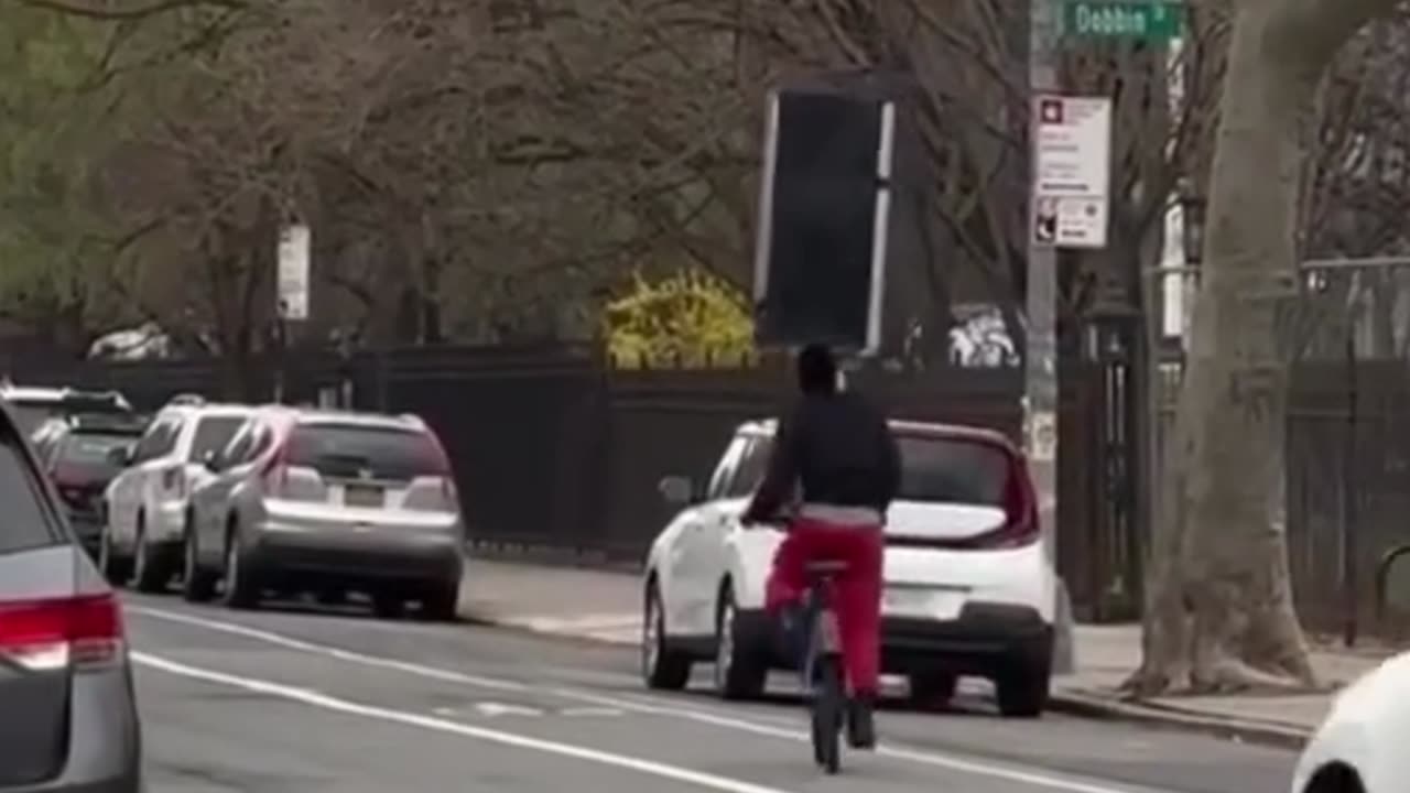 Brooklyn Cyclist Balances Refrigerator on Head While Riding Citi Bike
