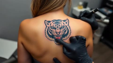 Fierce Beauty | Tiger Tattoo on Woman’s Waist 🐅🔥 | Bold Lower Back Ink