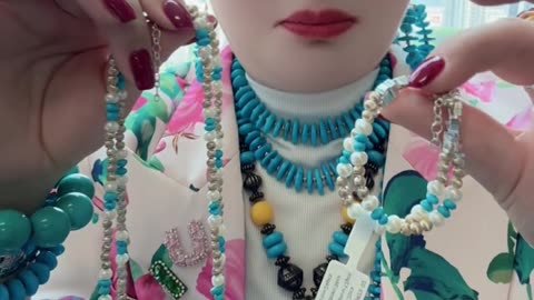 20250705-1 Sleeping Beauty Turquoise Pearl Set: Ocean Party on Neck Wrist Ear