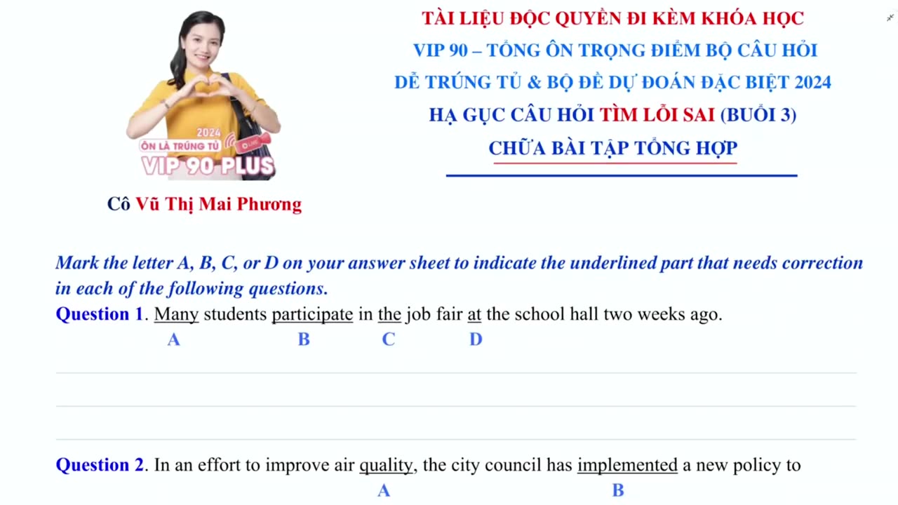 09. Luyện tập Bộ câu hỏi Tìm lỗi sai trọng điểm (Buổi 9)