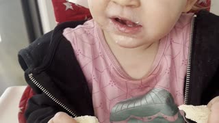 Baby Kayla Eating Breakfast – So Cute!