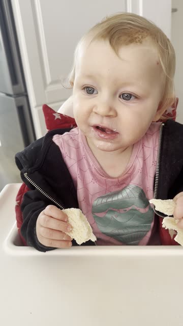 Baby Kayla Eating Breakfast – So Cute!
