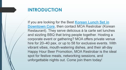 Best Korean Lunch Set in Downtown Core