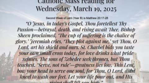 Mass Reading Reflection for Wednesday, March 19, 2025