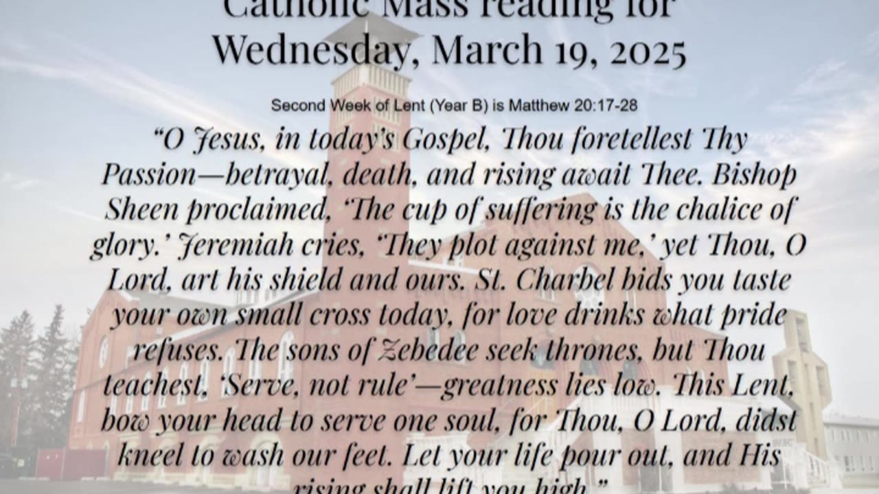 Mass Reading Reflection for Wednesday, March 19, 2025