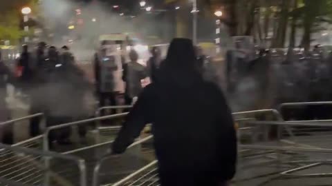 Protesters shot fireworks at Gardaí (police) outside the Citywest Hotel complex