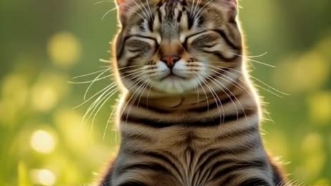 Tabby Cat’s Zen Moment | Meditating in Nature 🌿🐾