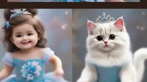 Adorable Cat Dancing with Cute Baby Girl