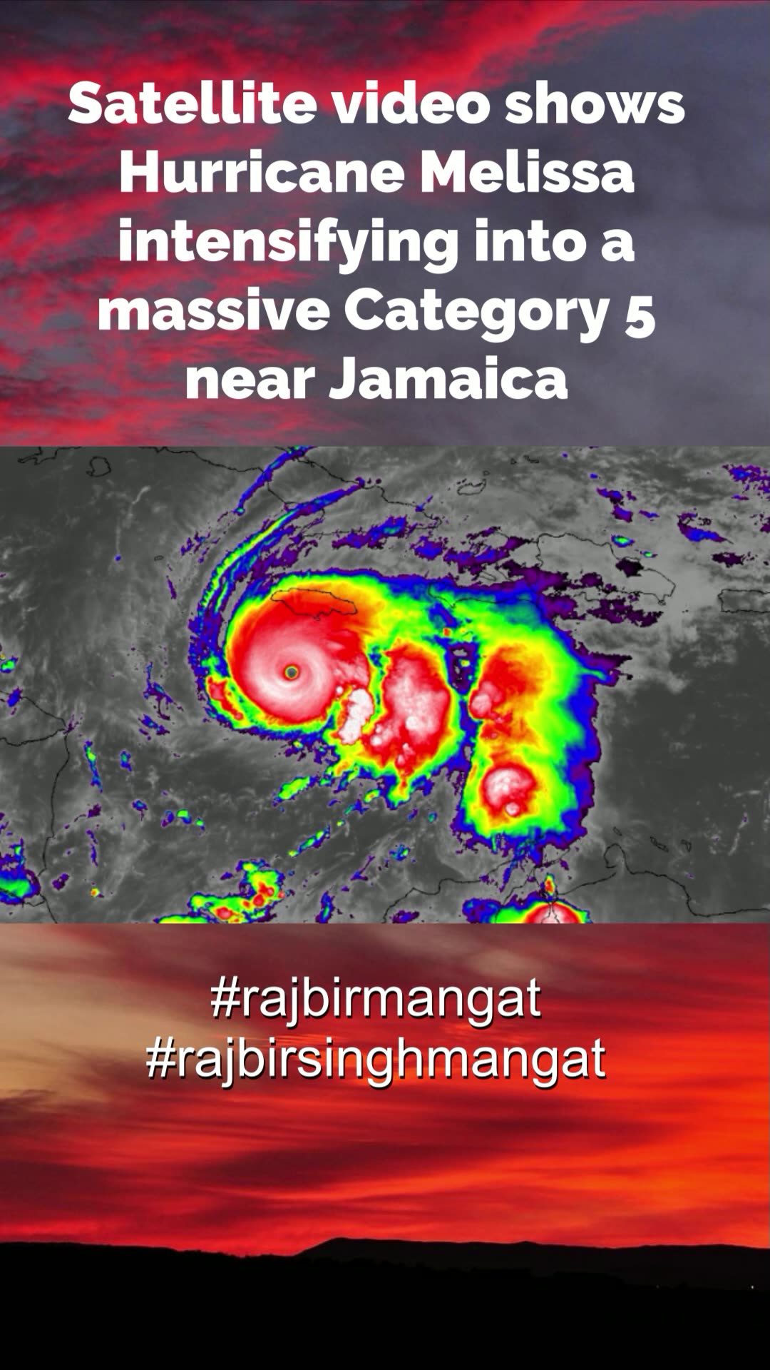 Satellite video shows Hurricane Melissa intensifying into a massive Category 5 near Jamaica