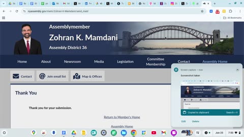 Message about NYC law enforcement harassing me to New York State Representative Mamdani.