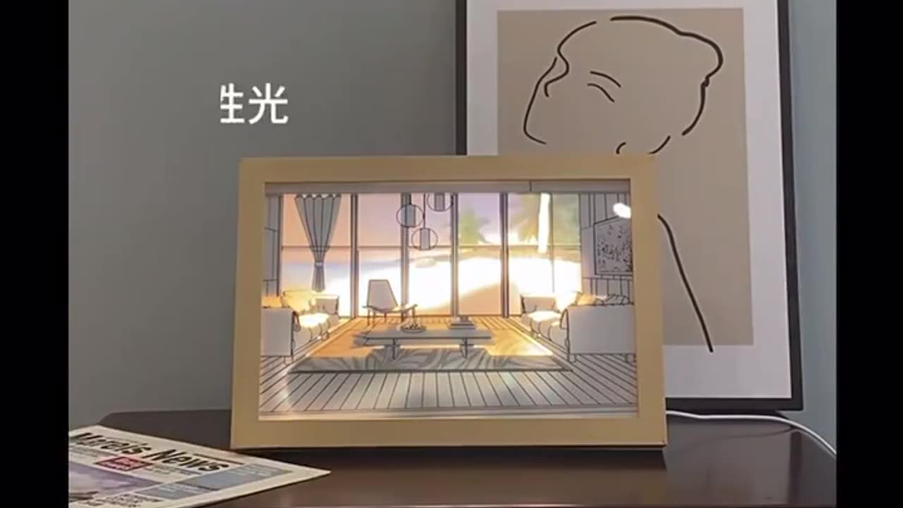 Decorative Led Light Painting USB Plug Dimming Wall Artwork Table Lamp