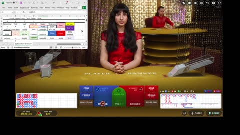 Baccarat - Went down and couldn't recover because bets decreased too much after wins.