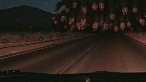 driving 1 #nightmarefuel #terror #creature #monster #ai #horror #foundfootage #nightdrive #desert