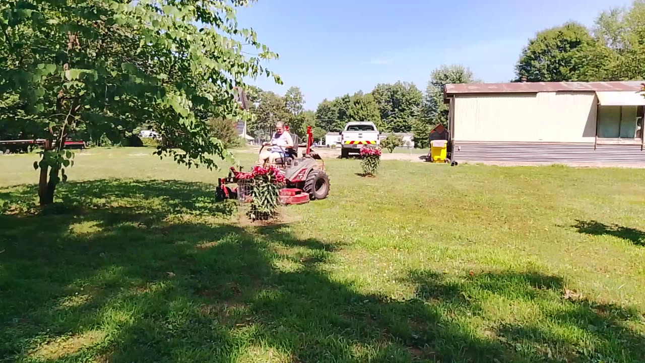 Mowing around flowers