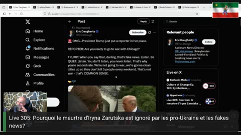 Live 305: Pourquoi le meurtre d'Iryna Zarutska est ignoré par les pro-Ukraine et les fakes news?