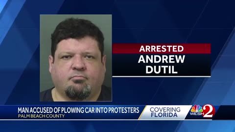 Florida man plows car into group of Tesla Protestors