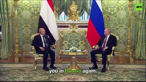 Putin welcomes Yemen's Chairman al-Alimi in Moscow, marking the 35th anniversary of Yemeni unity and stressing future ties in trade, energy, and education