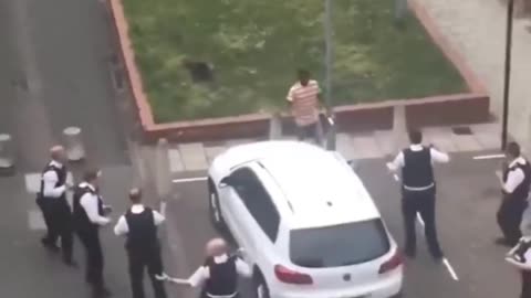 British police in action.