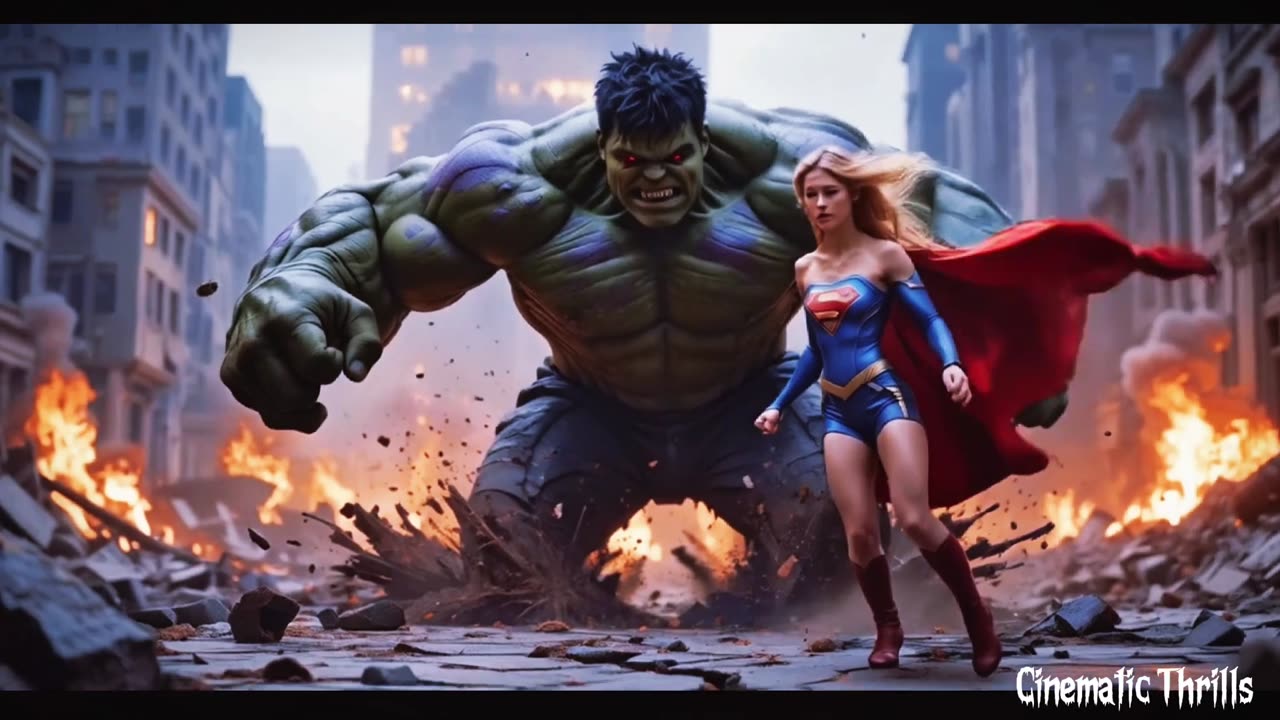 Supergirl in Crisis Hulk vs Supergirl – A Battle of Gods 4K AI-Generated Movie Runway ML