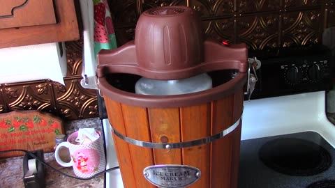 Nostalgic Ice Cream Machine in the kitchen making homemade vanilla 1
