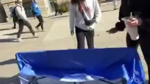 🚨 19-year-old transgender man ARRESTED after destroying a TPUSA table at the University of Iowa.