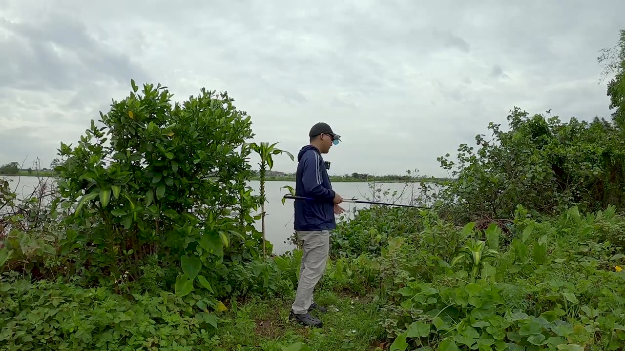 Pike Fly Casting in River Weed Beds