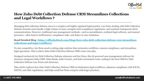 How Zoho Debt Collection Defense CRM Streamlines Collections and Legal Workflows ?