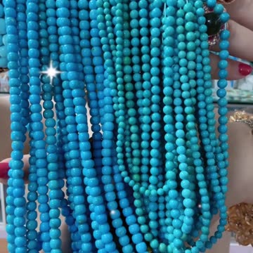 250618-7 Sleeping Beauty Turquoise Bead Strand: Deep-Sea Sapphire Waterfall Around the Neck