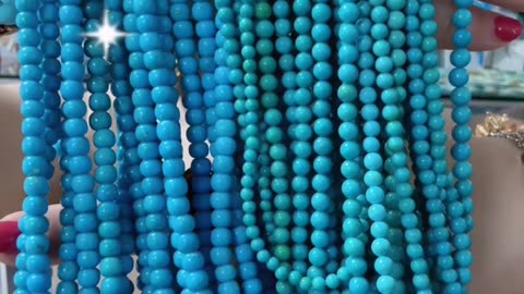 250618-7 Sleeping Beauty Turquoise Bead Strand: Deep-Sea Sapphire Waterfall Around the Neck