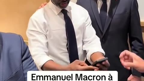 Macron, President of France walking in nyc
