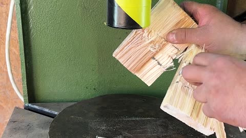 Hydraulic Press Crushing Bolt into Wood