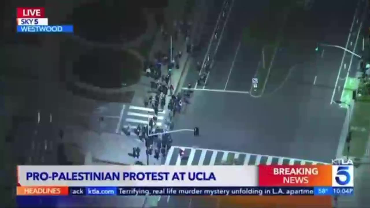 UCLA: Around 100 pro-Hamas terrorists march down Le Conte Ave, blocking traffic