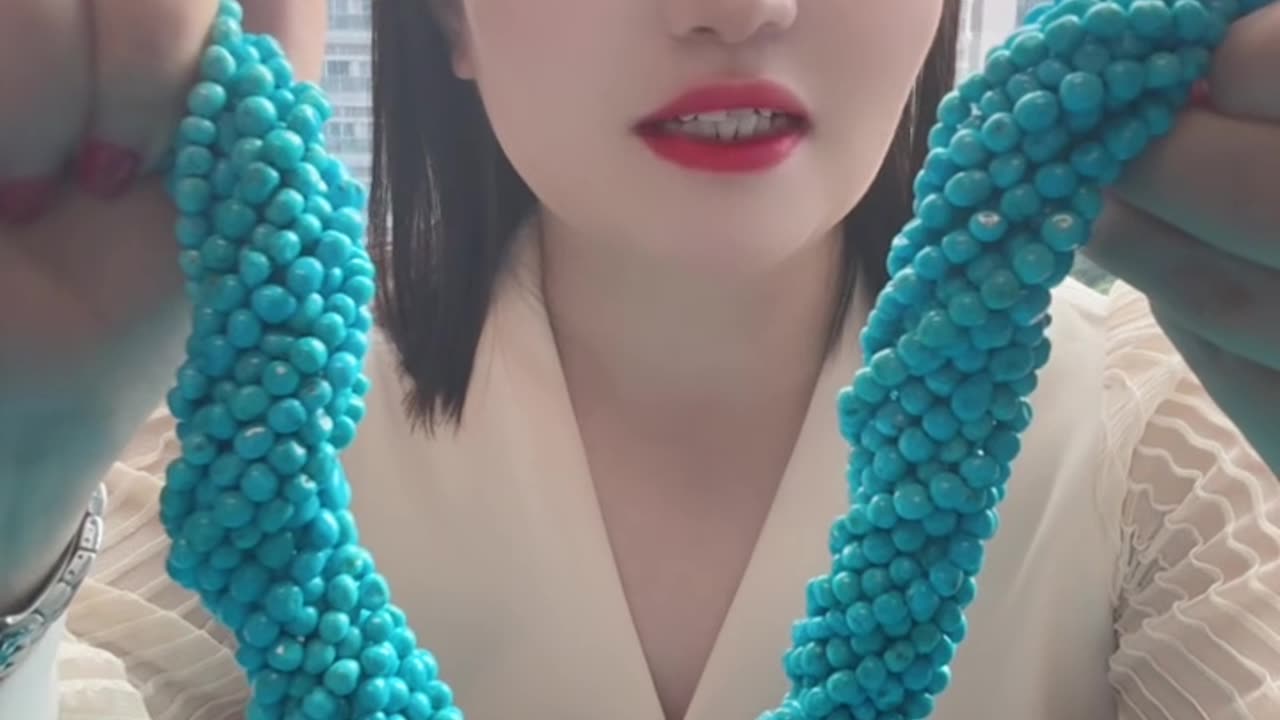 250609-15 Sleeping Beauty Turquoise Bead Strand: Geological Memory Chain on the Wrist