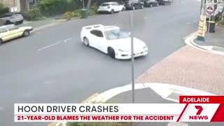 Hoon driver does burnout car flips on Gilbert Street Adelaide