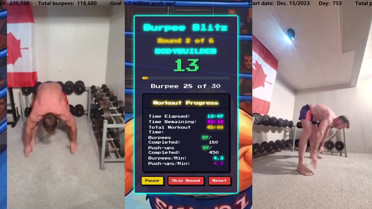 Everyday 450 push ups and 180 Burpees!