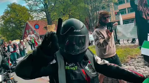 Activists staged a motorcycle rally in Oslo, Norway, to show solidarity with Palestinians